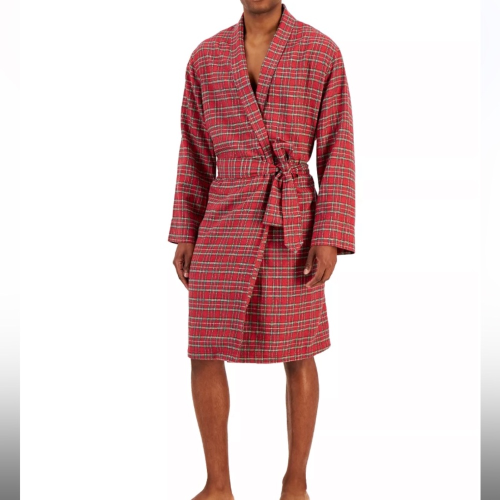 CLUB ROOM Men's Plaid Plush Flannel Robe NWT Sizes available: S/M and L/XL
